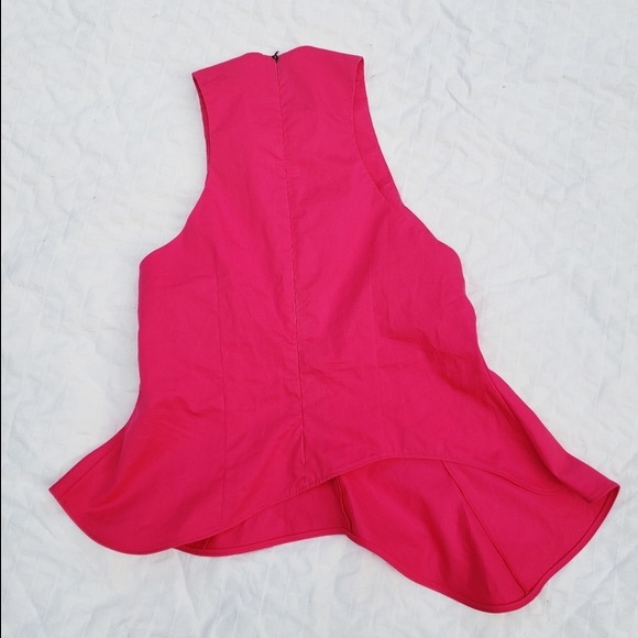 Zara Hot Pink Asymmetrical Peplum Blouse - Picture 4 of 4